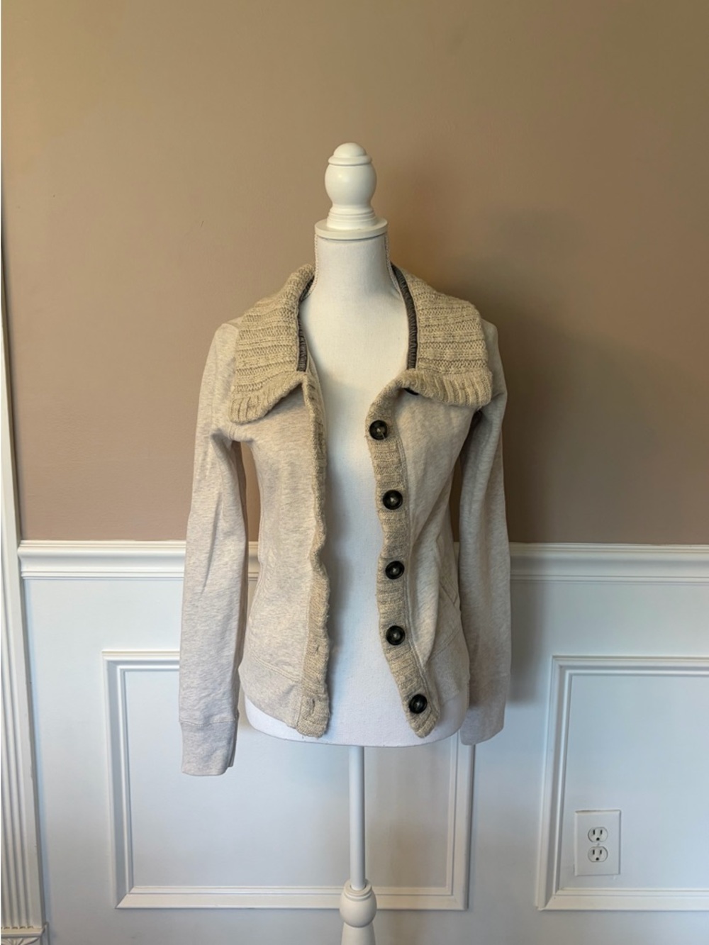 Abercrombie & Fitch Cream Sherpa-Lined Jacket